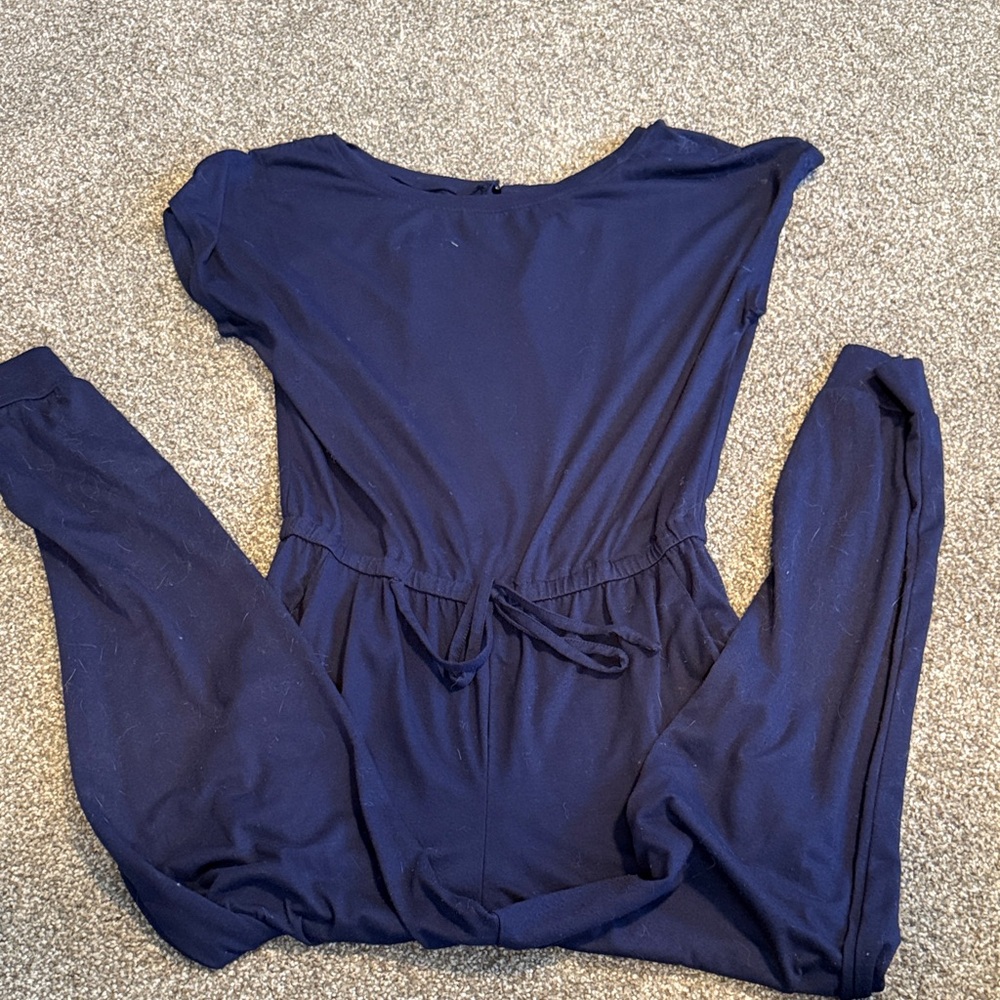 Short Sleeve Navy Jumpsuit